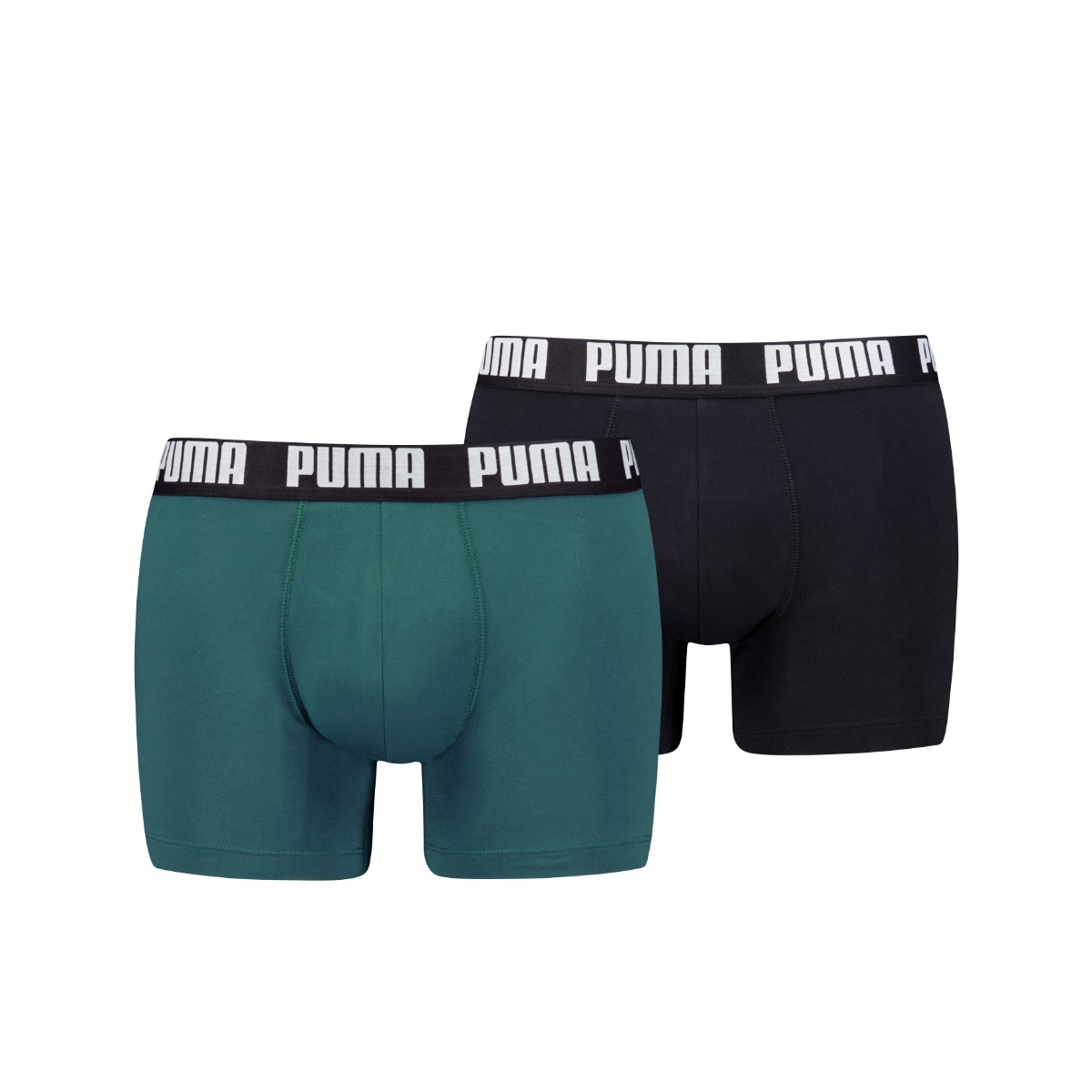 Boxers unis pour homme en coton biologique - Vert émeraude - Noir - Taille L - Lot de 2