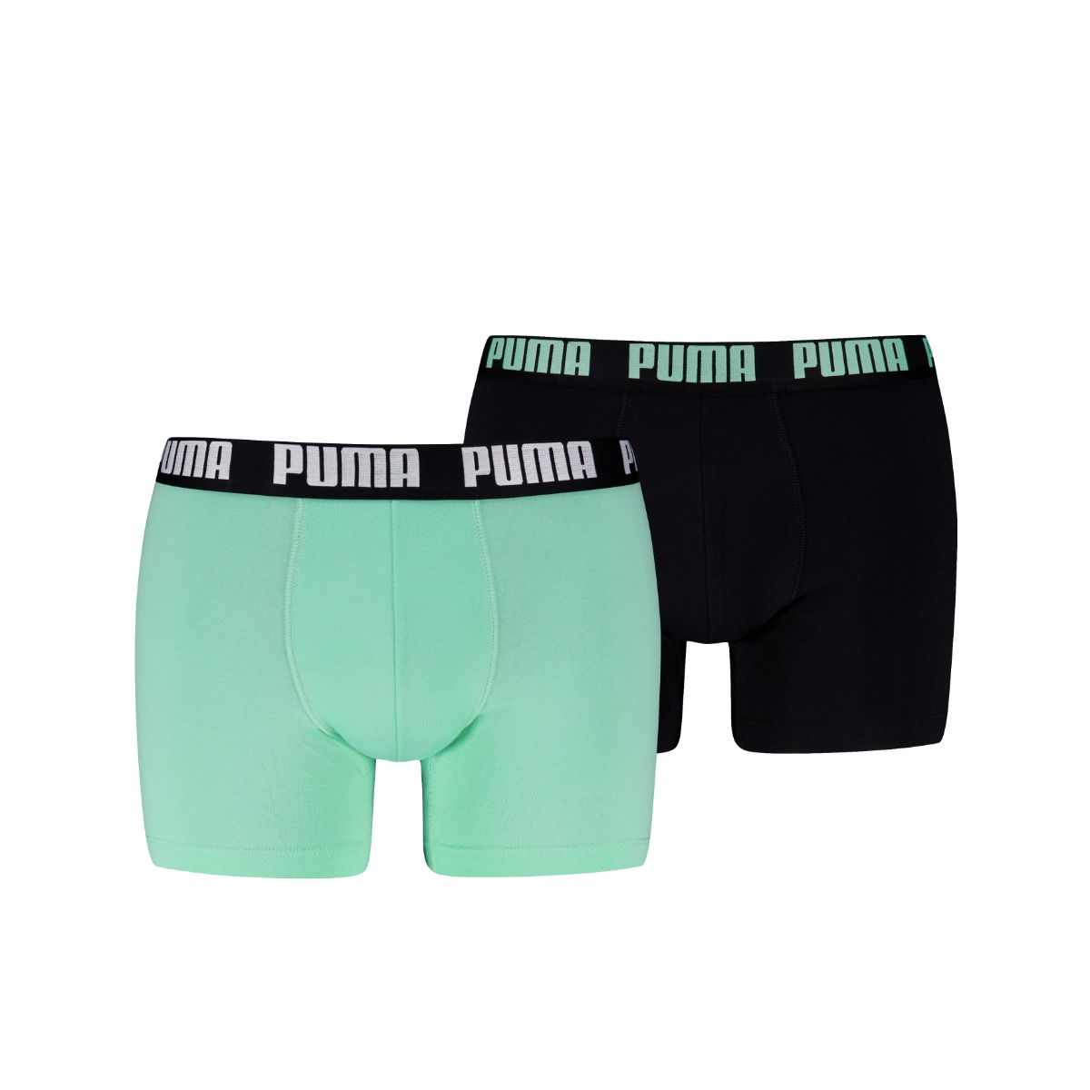 Boxers unis pour homme en coton bio - Menthe fraîche - Noir - Taille M - Lot de 2