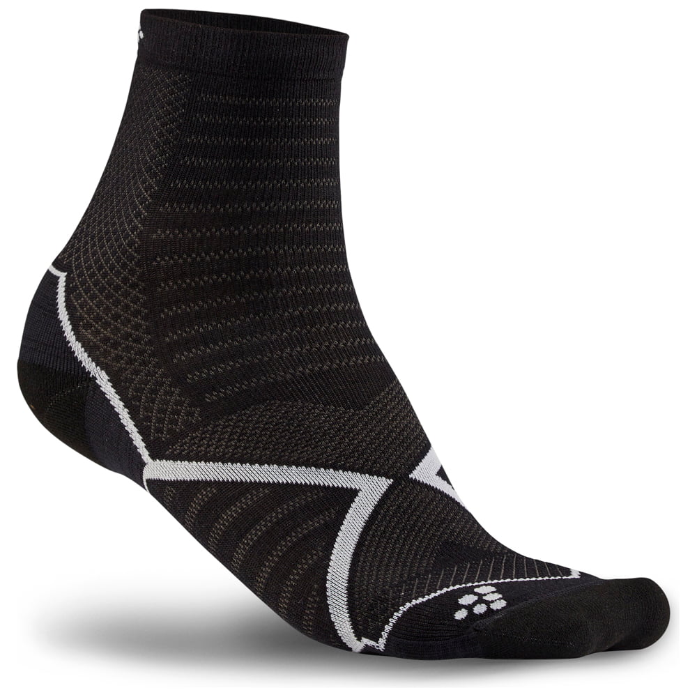 Chaussettes de course à la cheville en laine mélangée durable – Noir et blanc – 34-36