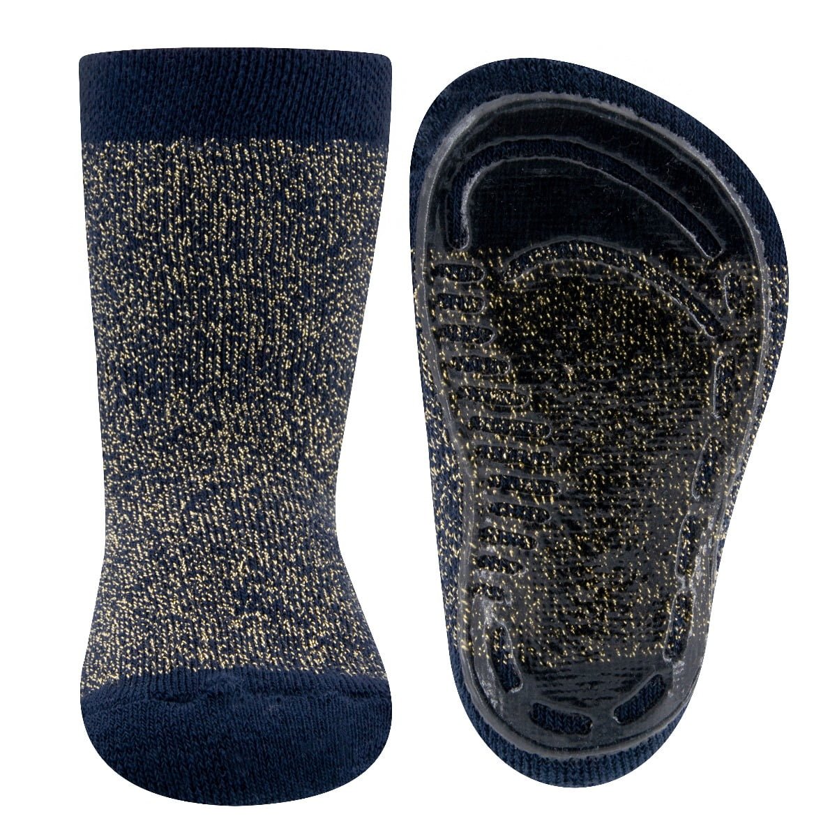 Chaussettes antidérapantes pour enfants avec paillettes - Bleu marine - 29-30