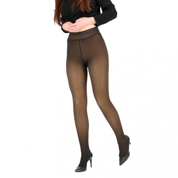 Collants doublés polaire – Noir nude – XXL