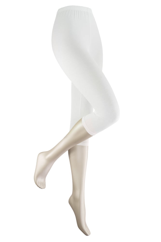 Leggings Capri en coton – Blanc – L-XL