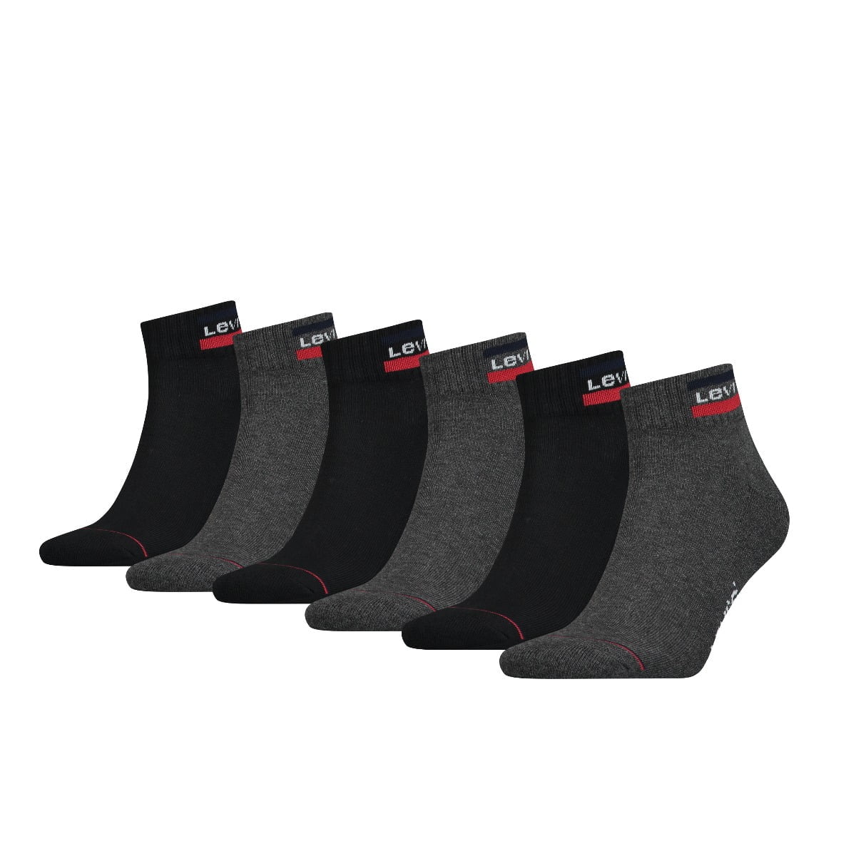 Lot de 6 t-shirts de sport mi-hauts avec logo – Noir et gris – Tailles 35 à 38