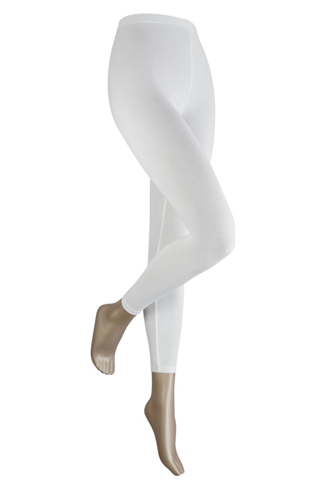 Leggings longs en coton pour femme – Blanc – Taille S-M