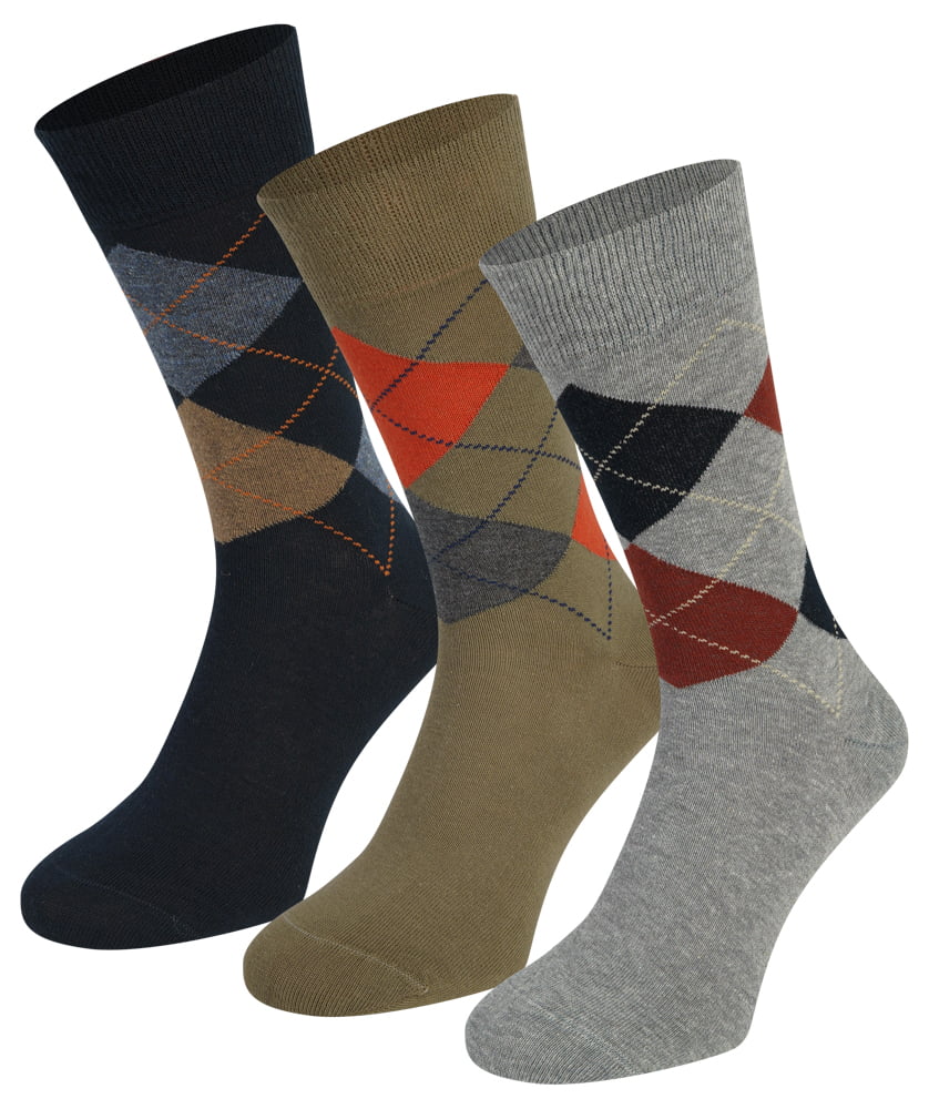 Lot de 3 paires de chaussettes à carreaux pour homme – Orange