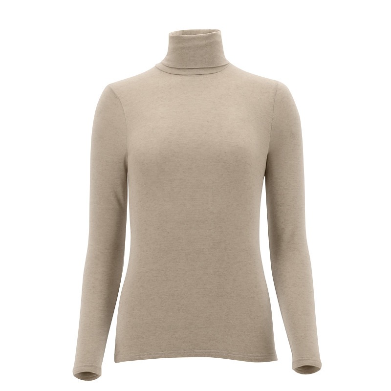Pull Perfect Line en cachemire à col roulé et manches longues - Taille L - Beige